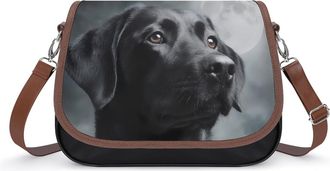 Generic Black Labrador Dog in Moon Fashion Womens Crossbody Bags Novelty Handbag Shoulder Bag Purse
