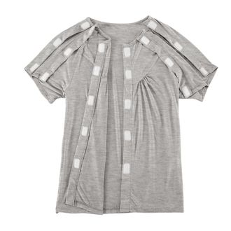 Generic Pyjamas for Men Clothes are Easy to Put On and Take Off Short Sleeved Gown for The Elderly in Bed After Fracture in Summer. (Grey, M)