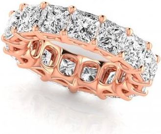 Allurez Princess Cut Lab Grown Diamonds Eternity Ring Wedding Band 14K Rose Gold (10.57ct)