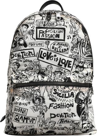 Dolce & Gabbana Black White Graffiti Print School Backpack Men Borse Mens Bag (Pre-Owned)