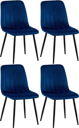 Clp Clp - Set De 4 Sillas De Sal&oacute;n Dijon En Tela O Terciopelo Azul Terciopelo