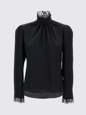 Alexander McQueen Top di seta con inserti in pizzo McQueen