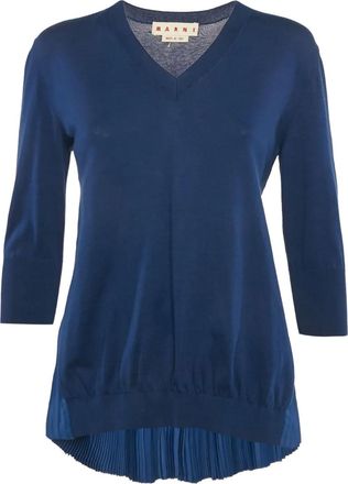 Marni Top plissettata con scollo a V - Blu