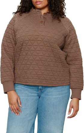 Sanctuary Quilted Popover Top in Morel Brown at Nordstrom, Size 3X