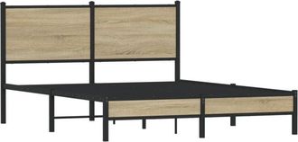 vidaXL Metal Bed Frame without Mattress Sonoma Oak 140x190 cm vidaXL
