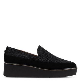 Donald J Pliner Womens Wedge Seude Embossed Shoe In Black