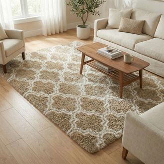 OEM Alfombra De Sal&oacute;n Decor, Mullida, Antideslizante, Suave, Esponjosa Y A La Moda, 160x200 Cm, Color Caqui
