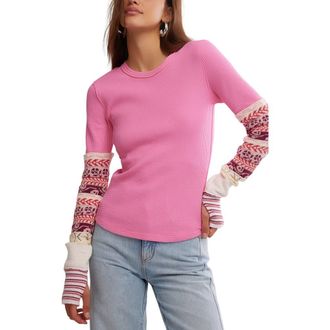 Free People All In Cuff Knit Top in Blush Combo at Nordstrom Rack, Size Small
