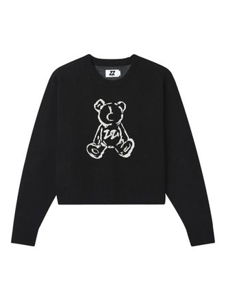 Izzue teddy-detail crew-neck sweater - Black