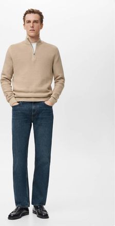 Mango Pullover cotone collo zip beige - Uomo - XXL - MANGO MAN