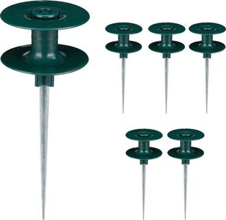 OEM Soporte Para Manguera, Juego De 6, Forma Puntiaguda, Pl&aacute;stico, Alto X Di&aacute;metro: 23,8 X 9,3 Cm, Verde