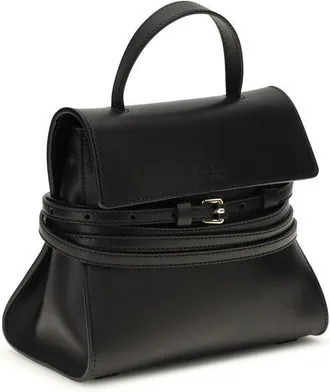 Moschino Womens Tie Me Top Handle Bag Black Calf Leather Bos