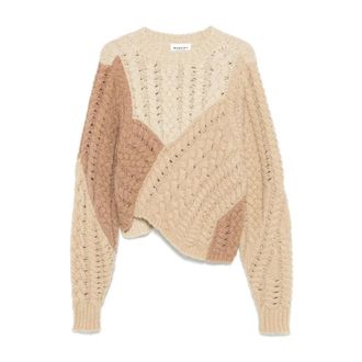 Isabel Marant Round-neck Knitwear, female, Beige, Size: 2XS Patchwork Sweater