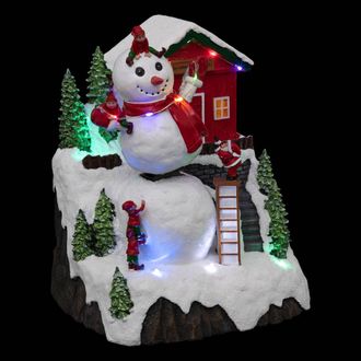 F&eacute;&eacute;ric Lights & Christmas F&eacute;&eacute;ric Lights And Christmas - Aldea De Navidad Con Mu&ntilde;eco De Nieve A Pilas De 17 Led - Feeric Lights & Christmas