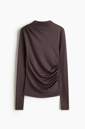 H&M Drapiertes Shirt aus Seidenmix - Tr&uuml;ffelgrau