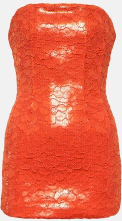 LaQuan Smith Floral lace strapless minidress