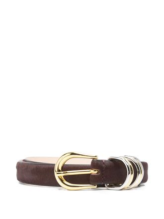 D&eacute;hanche Hollyhock ring belt - women - Calf Leather/Pony Hair - L - Brown