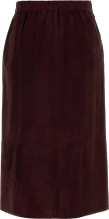 Max Mara Womens Burgundy Suede Gazza Skirt Dark Ruby Gonne