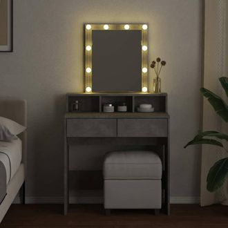Berkfield Home Beautiful Dressing Table with LED Concrete Grey 80x41x144.5 cm