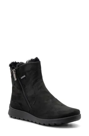 Ara Tracy Faux Fur Lined Waterproof Bootie in Black at Nordstrom, Size 10.5
