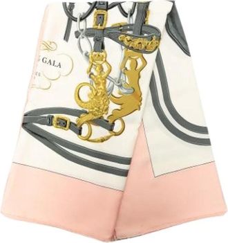 Herm&egrave;s Pre-owned Brides de Gala Zijden Sjaal - Dames - Vintage Accessoires - Beige - ONE Size - Vintage