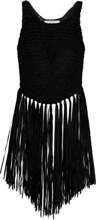 Philosophy di Lorenzo Serafini Gebreide Top met Franjes - Dames - Tops zonder mouwen - Zwart - XS - Polyester - Tops
