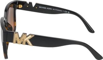Michael Kors Womens 0mk2170u Logo-Plaque Square Sunglasses Black Injected