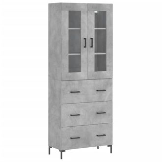 vidaXL Vidaxl - Aparador Alto Madera Contrachapada Gris Hormig&oacute;n 69,5x34x180 Cm
