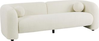 Vente-Unique Sofá de 3 plazas de tela de rizo blanco marfil OVOTAS