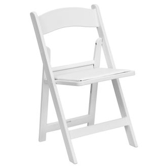 Flash Furniture HERCULES Series 1000 lb. Capacity White Resin Folding Chair with White Vinyl Padded Seat