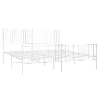 Berkfield Home Metal Bed Frame with Headboard & Footboard White 200x200 cm