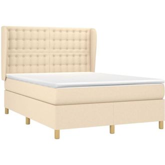 vidaXL Vidaxl - Cama Box Spring Con Colch&oacute;n Tela Color Crema 140x200 Cm