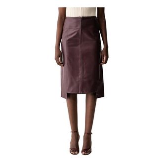 Victoria Beckham Rokken, Dames, Rood, M, Leer, Leren Asymmetrische Midirok