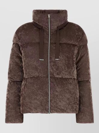 Herno stretch velvet down jacket drawstring collar