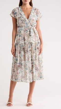 Lovestitch LOVE STITCH Floral Chiffon Dress in Ivory/Orchid at Nordstrom Rack, Size Medium