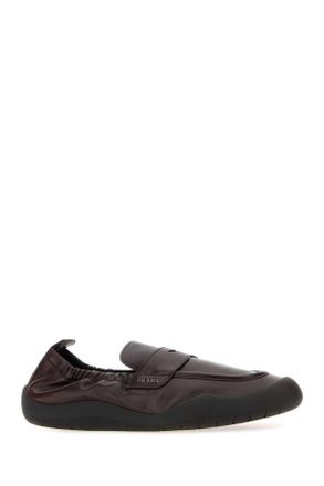 Prada Mens Dark Brown Leather Speedrock Loafers Moro Mocassini