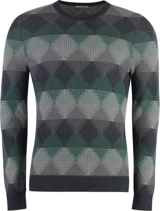 Malo Diamantpatroon Kasjmier Trui - Heren - Cashmere truien - Veelkleurig - 3XL - Kasjmier - Truien & Vesten