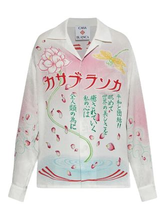 Casablanca Cuban LS collar tee shirt - White