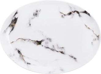 Prouna Marble Venice Fog 14 Inch Oval Platter in White at Nordstrom