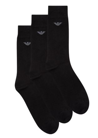 Emporio Armani Logo-intarsia Cotton-blend Socks - set of Three - Black - S/M S/M