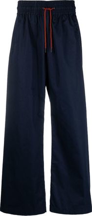Viktor & Rolf Viktor & Rolf Wide Leg Cotton-Blend Trousers with Drawstring - men - Polyester/Cotton - S - Blue
