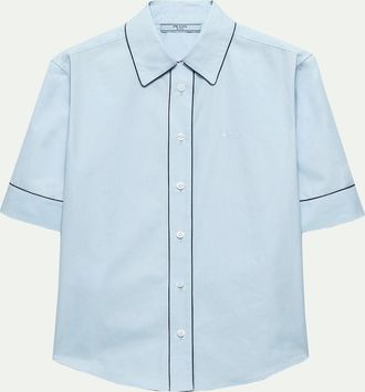 Prada Short-Sleeve Cotton Button-Down Top