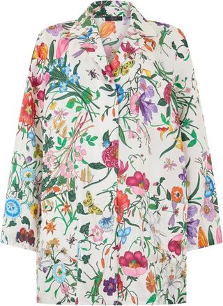 Gucci Zijden Blouse met Bloemendessin - Dames - Blouses & Shirts - Veelkleurig - Maat: L Zijde