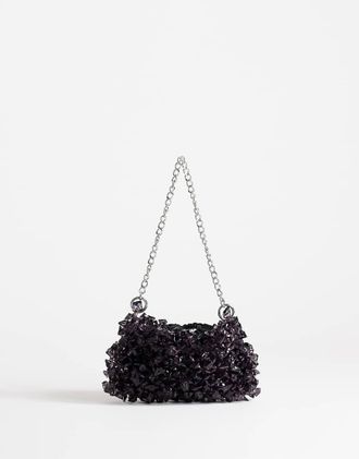 Topshop Scarlett piccola borsa a spalla con perline nera-Nero