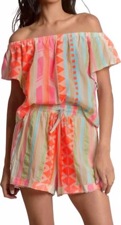 Elan Neon Aztec Print Top In Pink