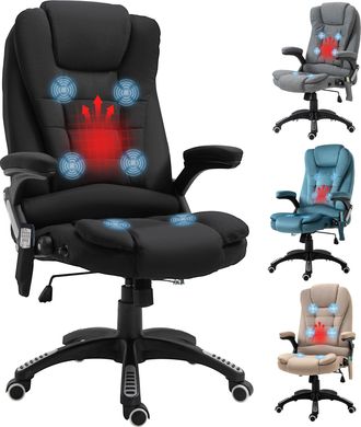 Vinsetto Vinsetto - Silla De Masaje Reclinable Hasta 130&deg; Con 6 Puntos De Masaje Funci&oacute;n De Calefacci&oacute;n Altura Ajustable Y Ruedas 68x72x110-120 Cm