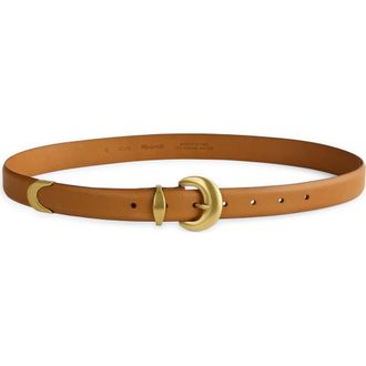 Madewell Wide Domed Buckle Leather Belt in Hot Coffee at Nordstrom, Size X-Small
