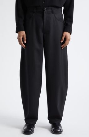 S&eacute;fr Gino Barrel Leg Trousers in Fine Black Wool at Nordstrom, Size X-Large