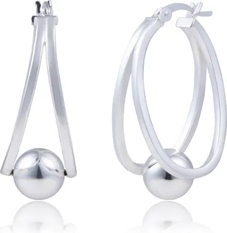 MAX + STONE 925 Sterling Silver or Gold Plated Double Hoop Earrings