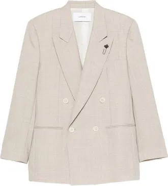 Lardini Houndstooth-pattern Double-breasted Blazer